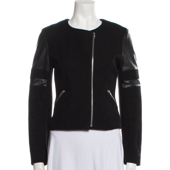 Sandro Tweed Leather Moto Jacket (40) - Picture 1 of 7